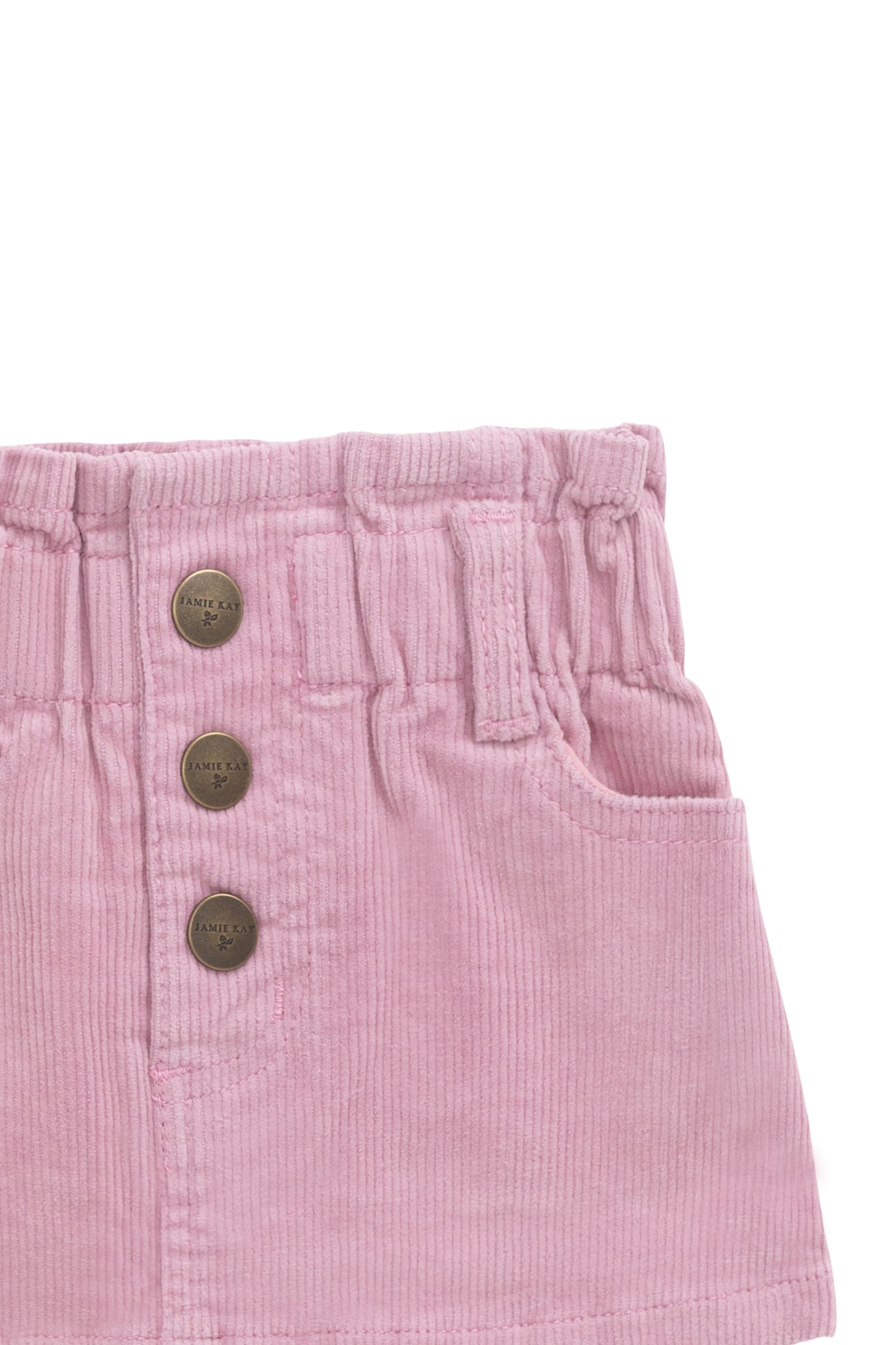 Jupe Mini Fille Rose Côtelée Taille Élastique Mélange Coton Doux Quotidien Décontracté