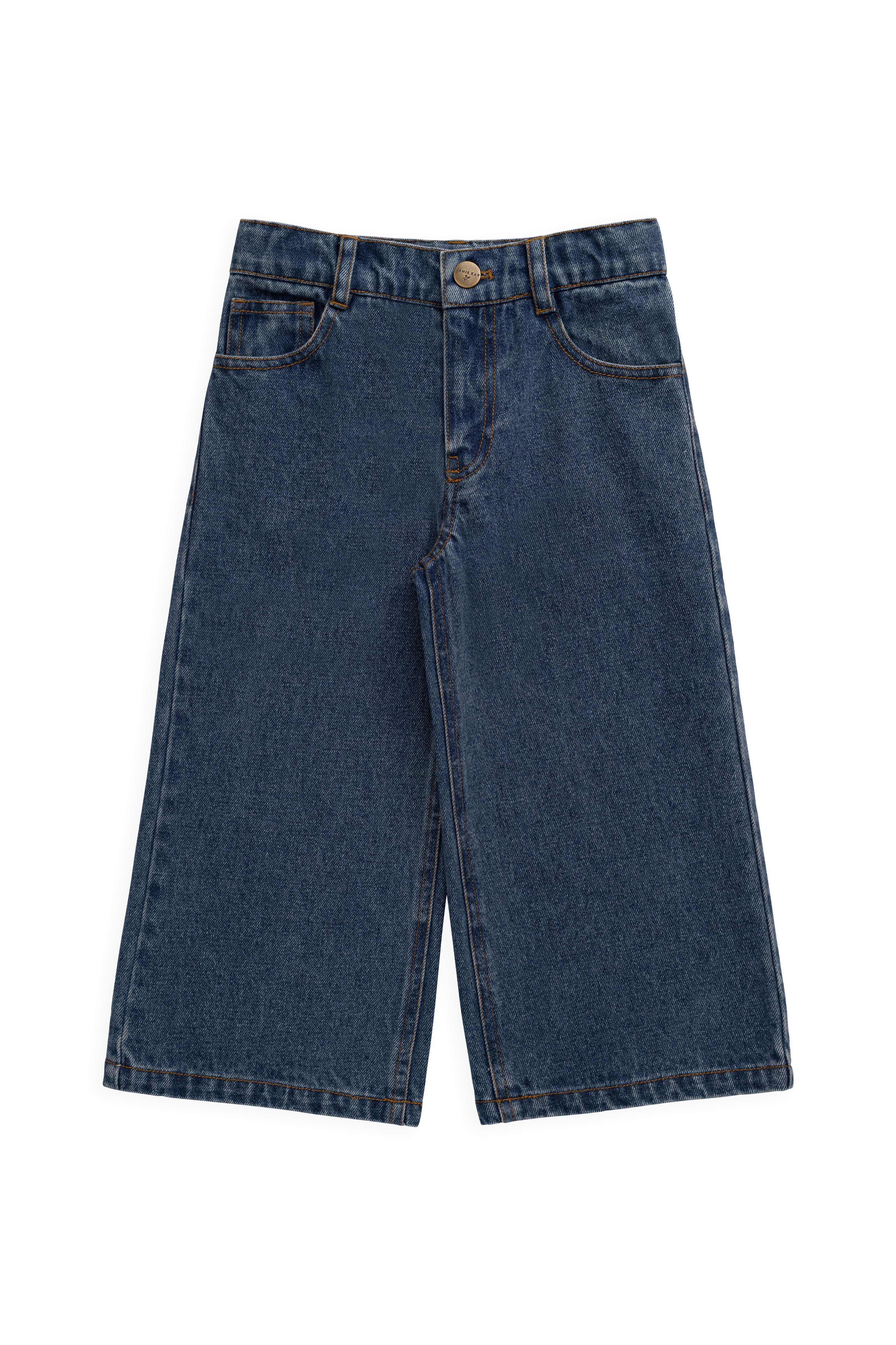 Pantalon en jean bleu classique ample pour fille avec poches fonctionnelles