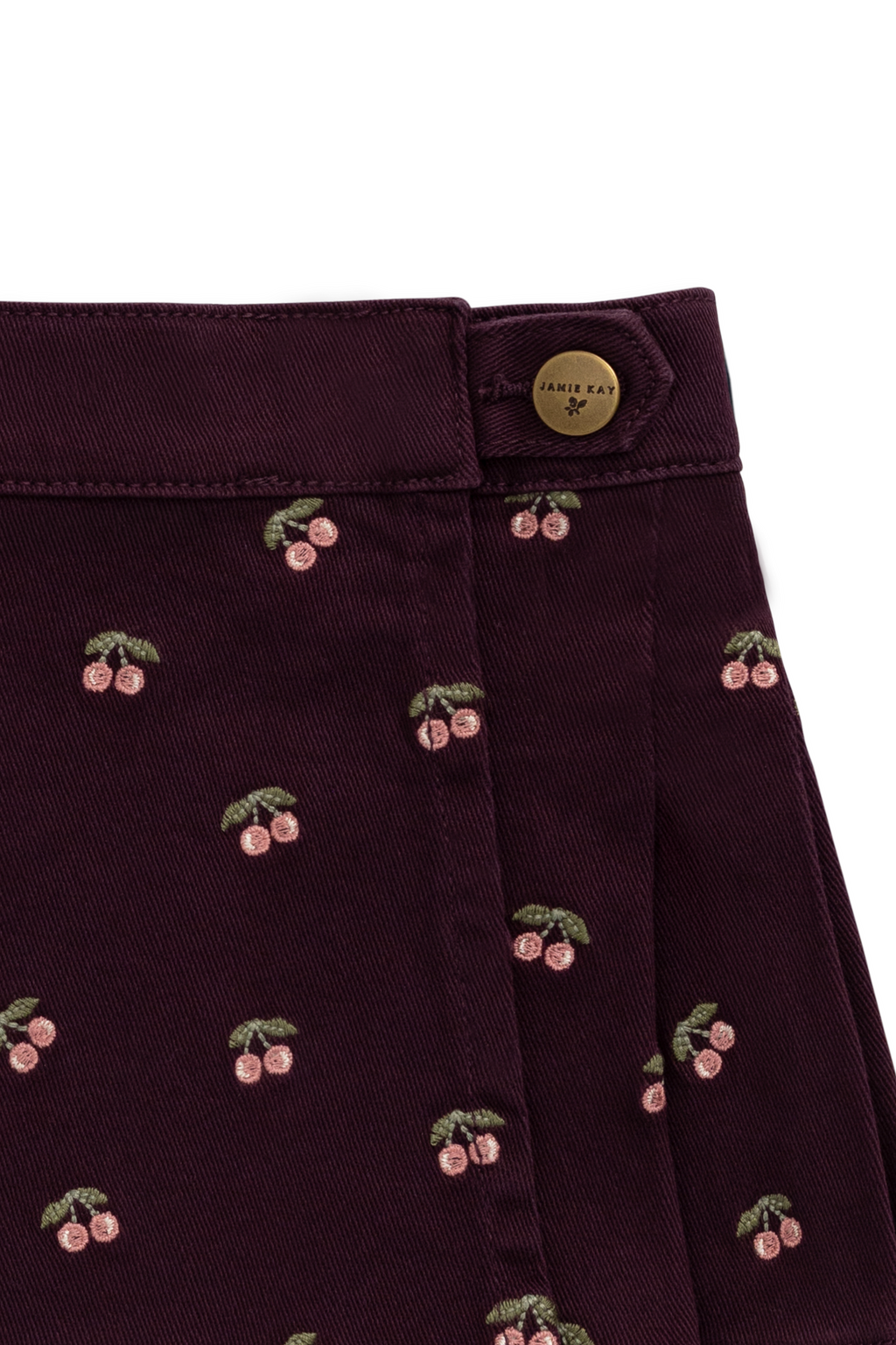 Jupe Tournoyante en Coton Imprimé Cerise et Figue Fille Motif Cerises Rouge Profond