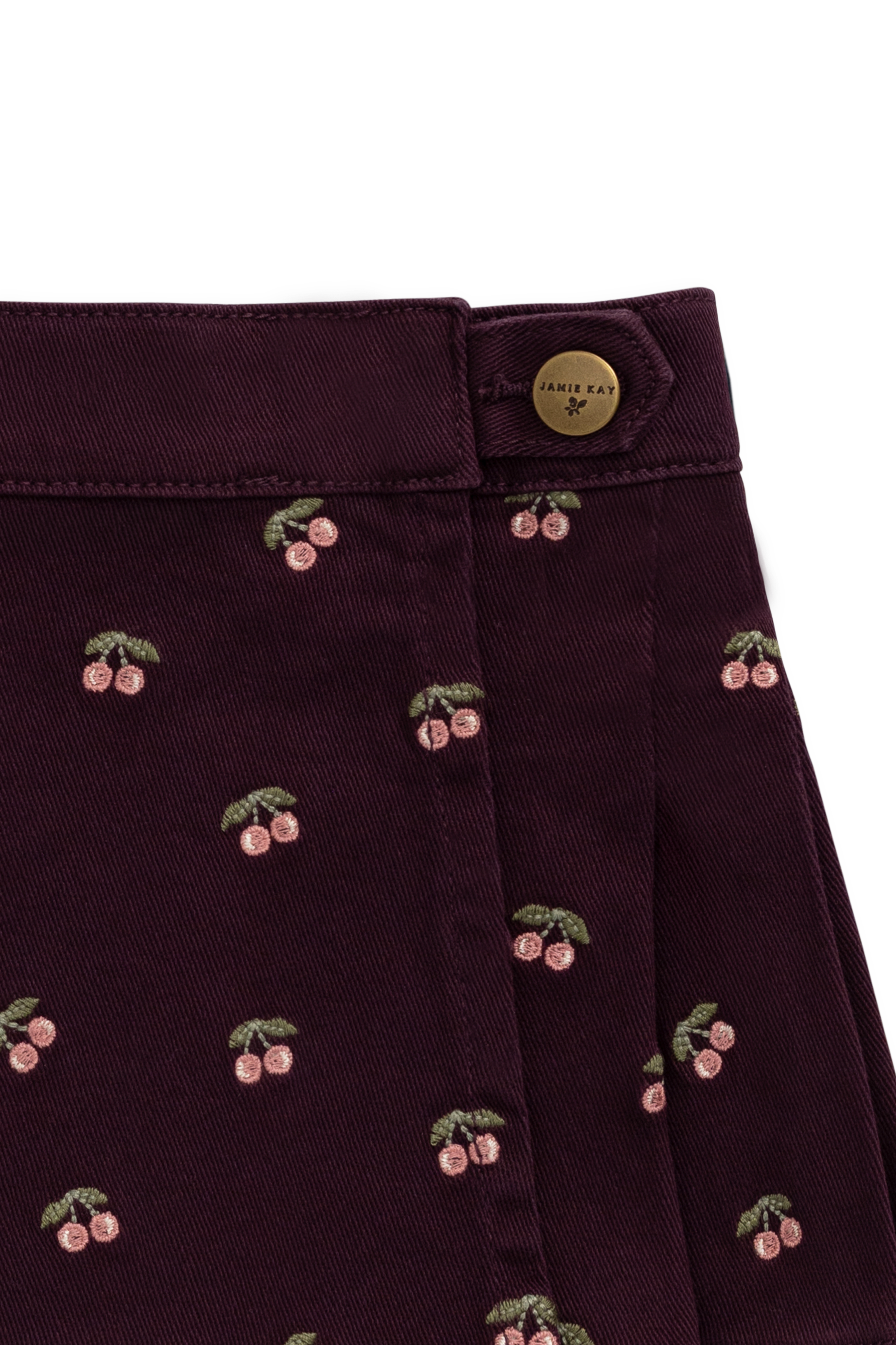 Jupe Tournoyante en Coton Imprimé Cerise et Figue Fille Motif Cerises Rouge Profond
