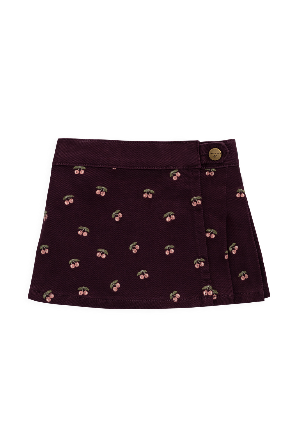 Jupe Tournoyante en Coton Imprimé Cerise et Figue Fille Motif Cerises Rouge Profond