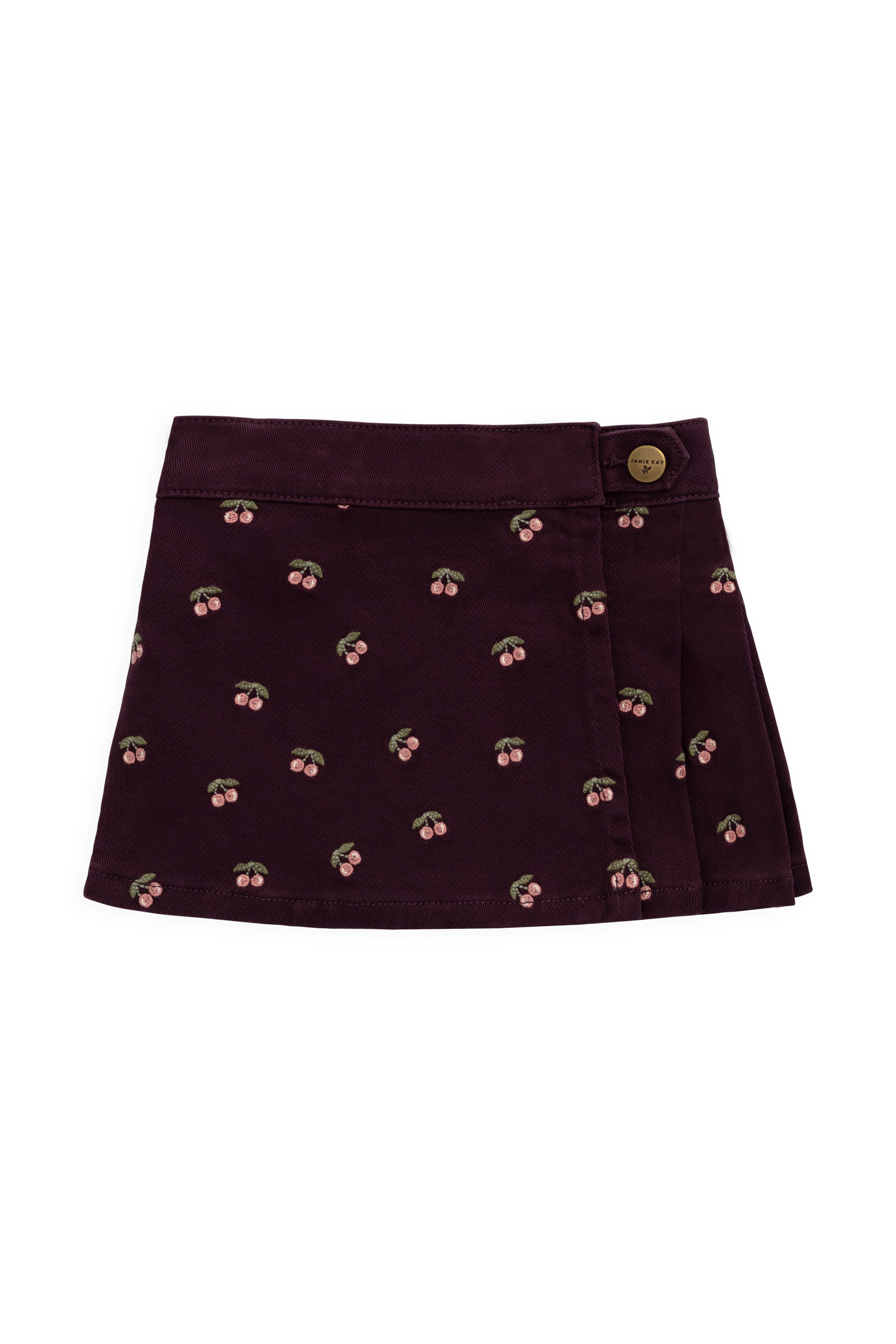 Jupe Tournoyante en Coton Imprimé Cerise et Figue Fille Motif Cerises Rouge Profond