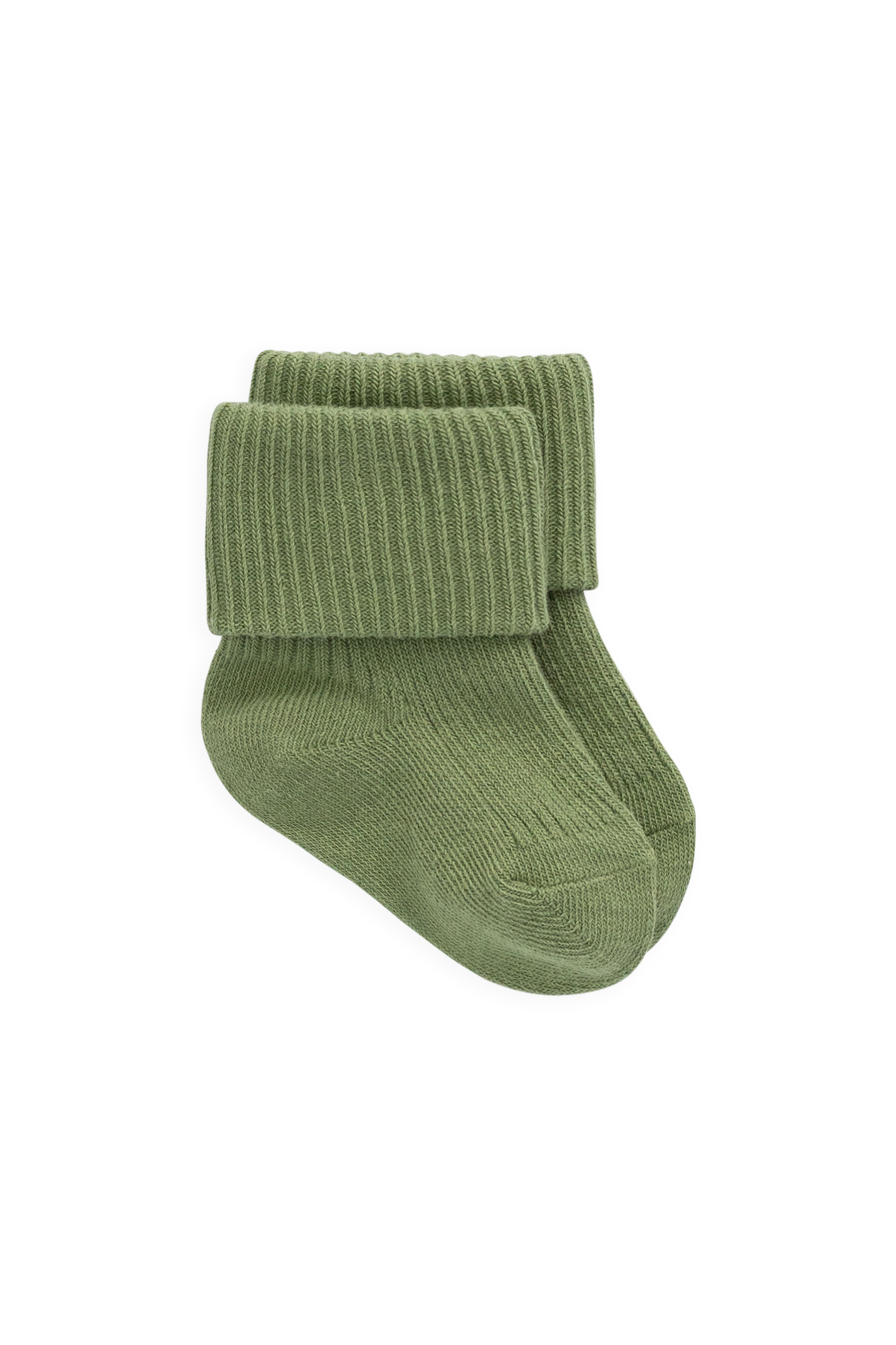 Chaussettes côtelées en coton Matcha Green avec revers repliable pour bébés et tout-petits