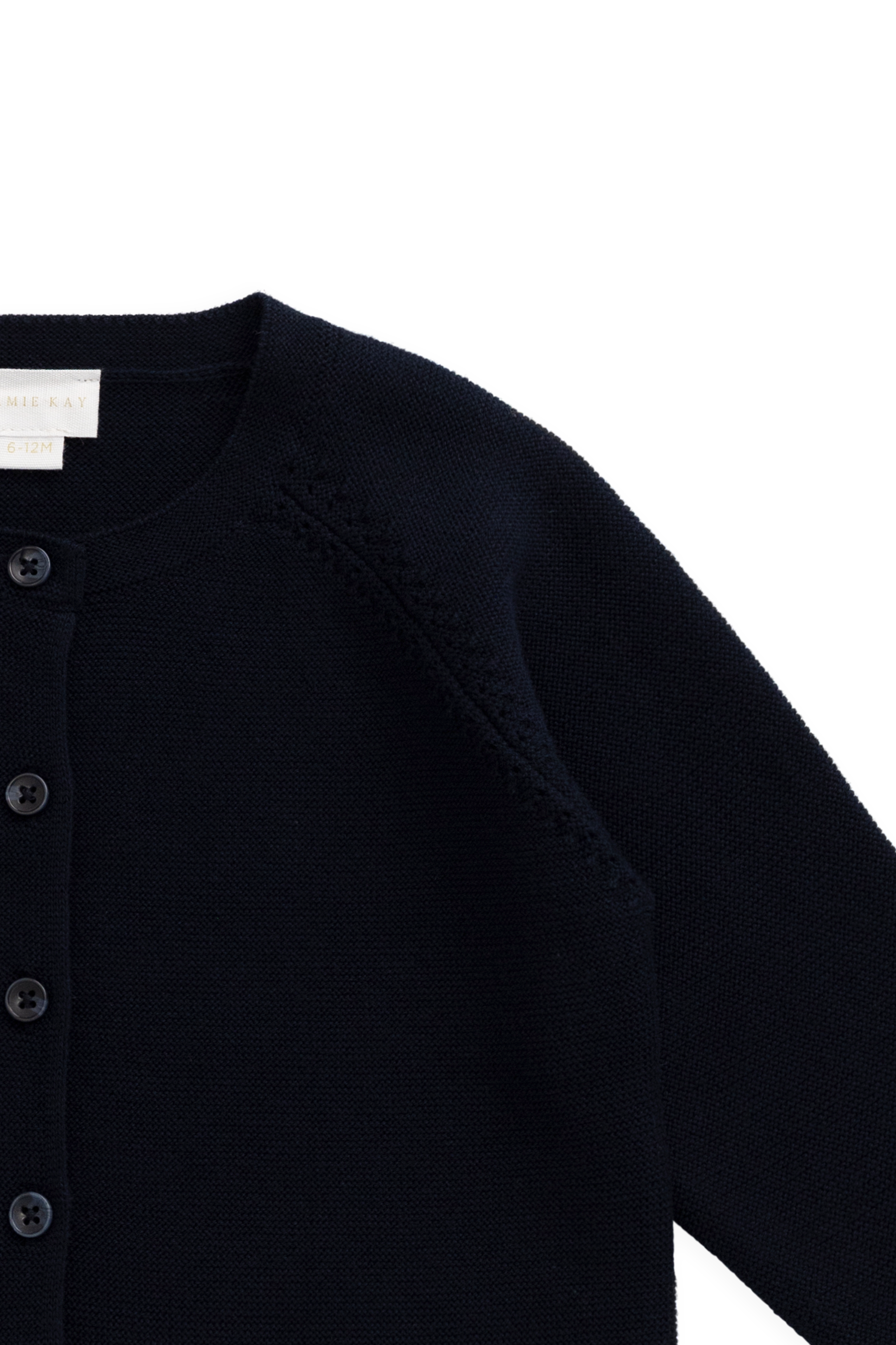 Cardigan en maille boutonnée en coton biologique bleu marine pour fille