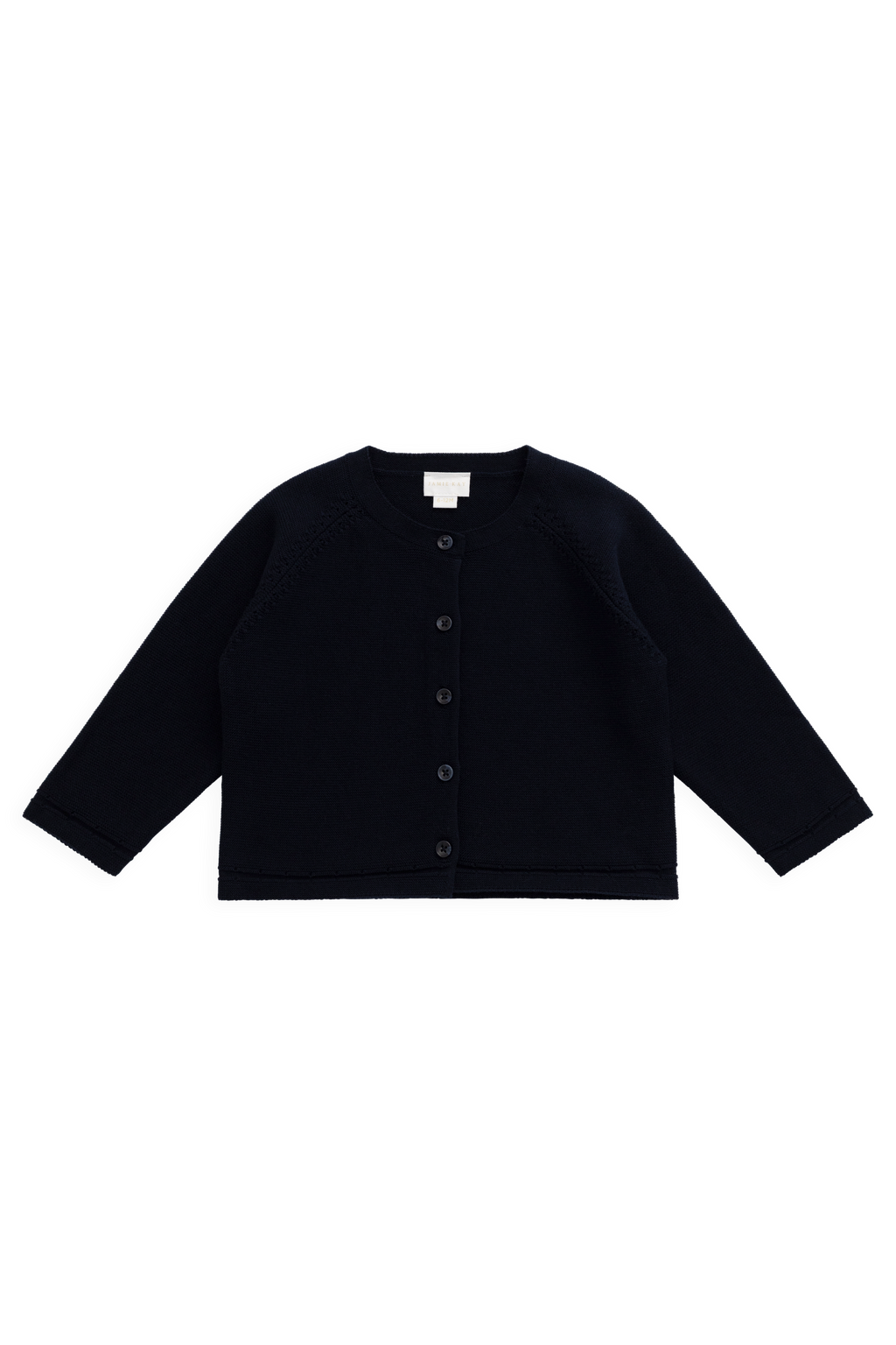 Cardigan en maille boutonnée en coton biologique bleu marine pour fille