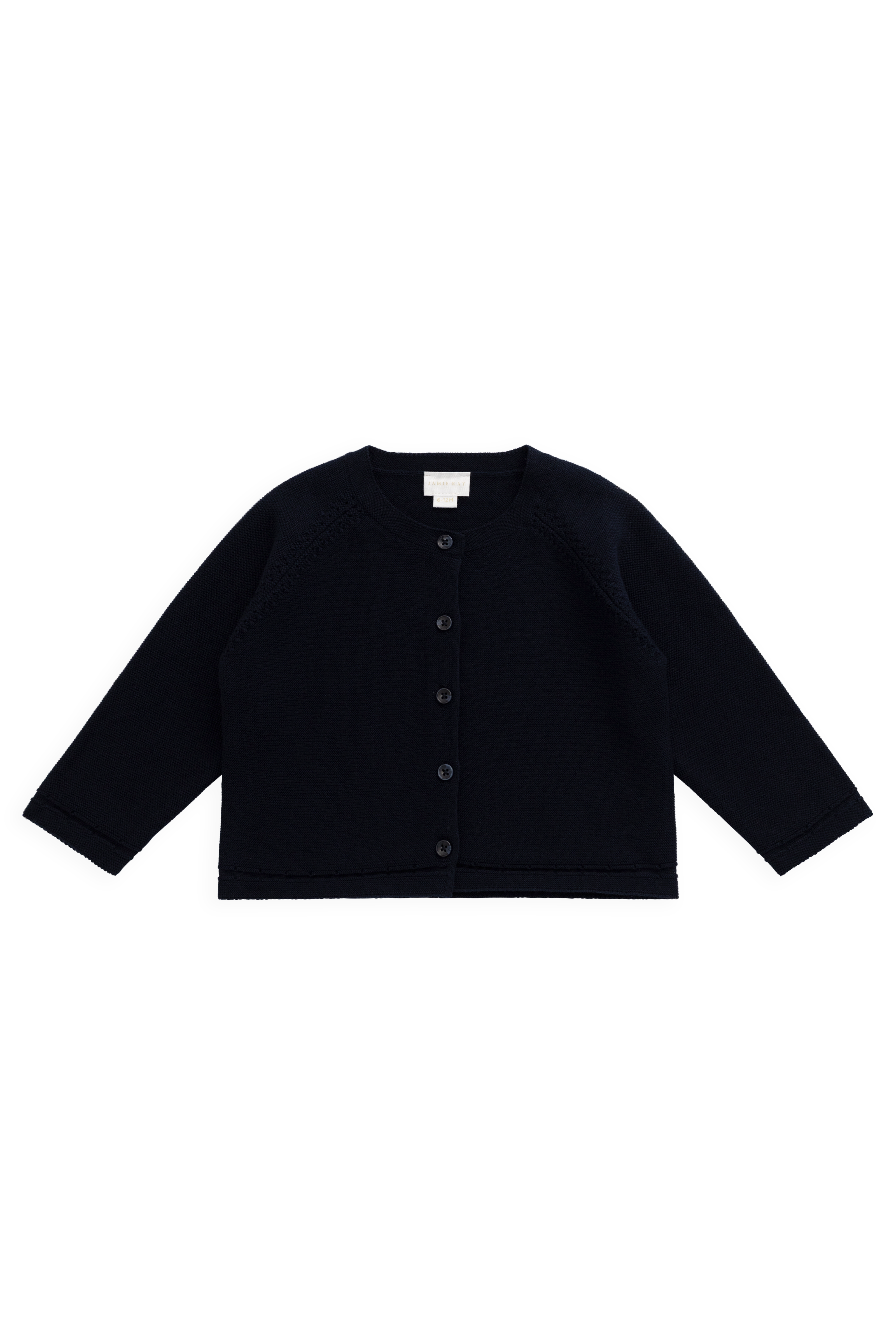 Cardigan en maille boutonnée en coton biologique bleu marine pour fille