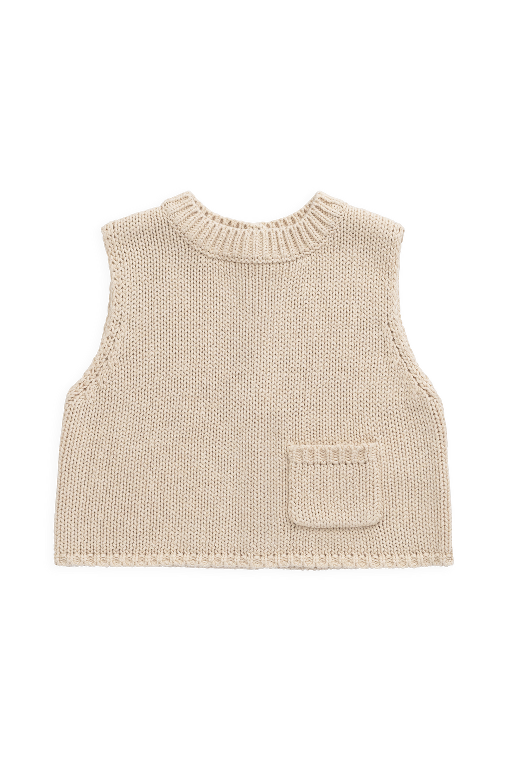 Gilet Enfant Vintage en Coton et Lin Tricoté avec Poche Avant