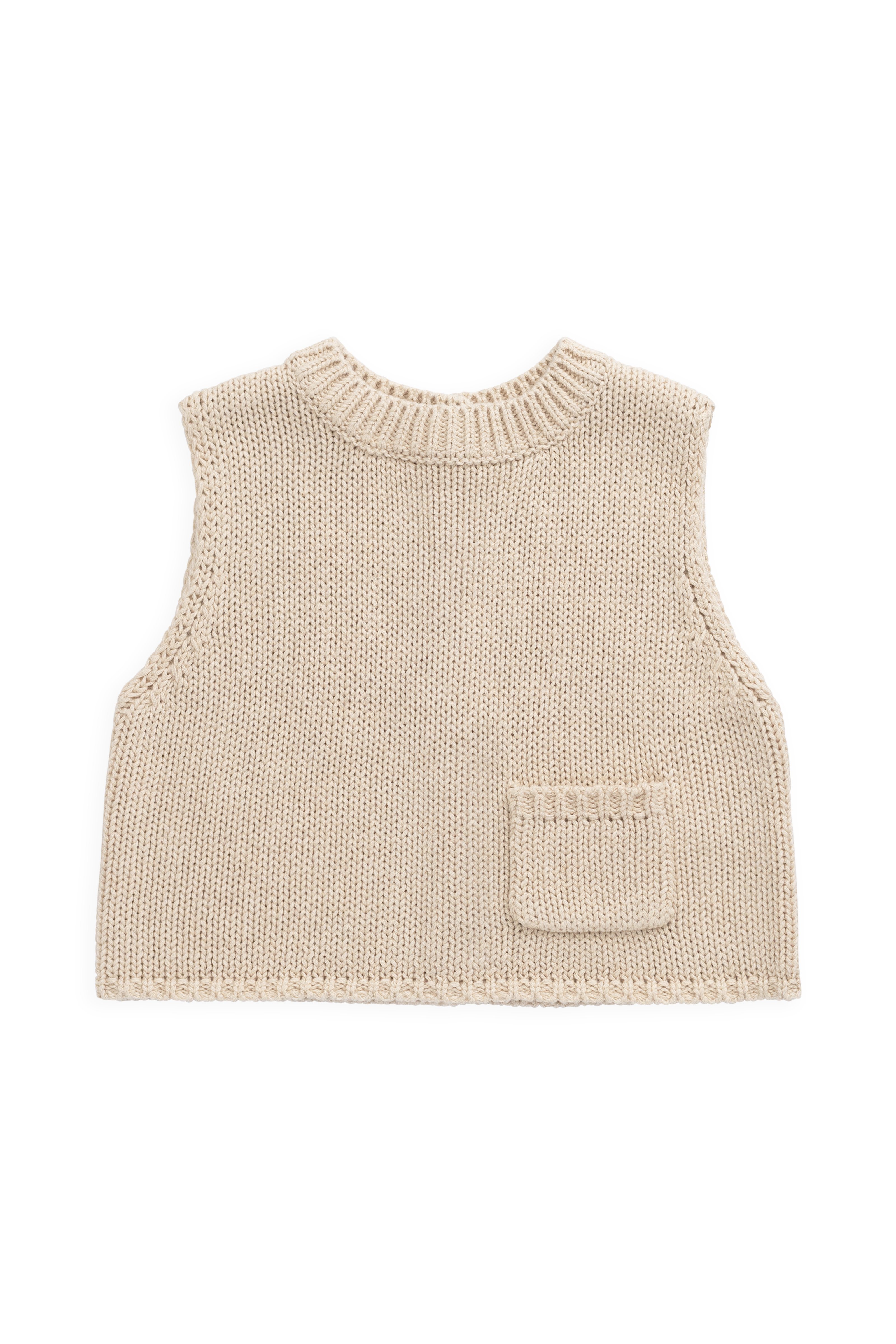 Gilet Enfant Vintage en Coton et Lin Tricoté avec Poche Avant
