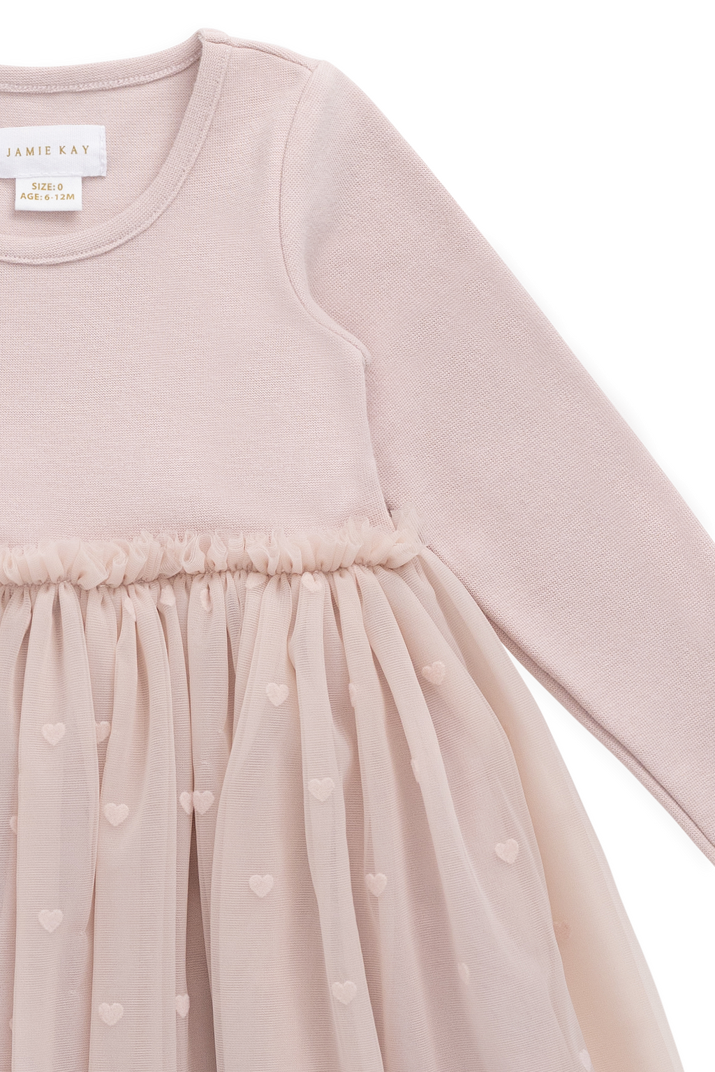 Robe de soirée à manches longues en coton rose et jupe en tulle pour fille