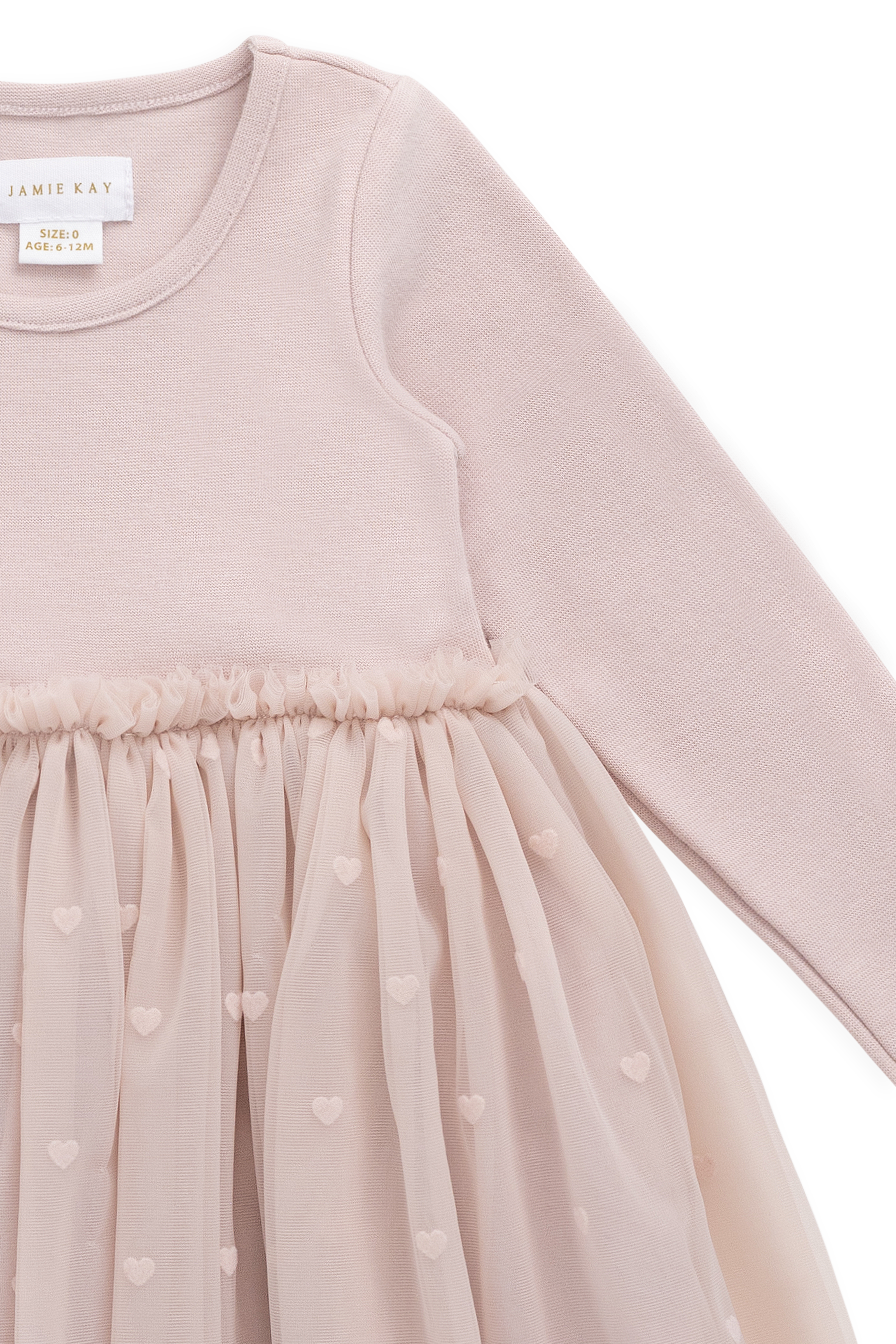 Robe de soirée à manches longues en coton rose et jupe en tulle pour fille