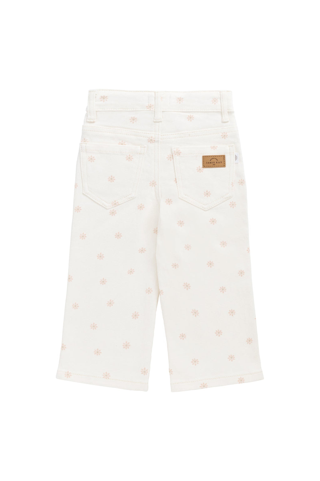 Pantalon droit en coton crème pour fille, taille élastique, doux et respirant