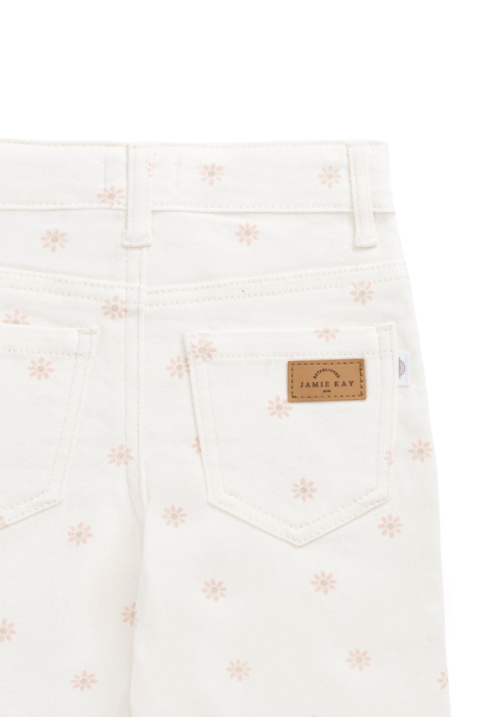 Pantalon droit en coton crème pour fille, taille élastique, doux et respirant