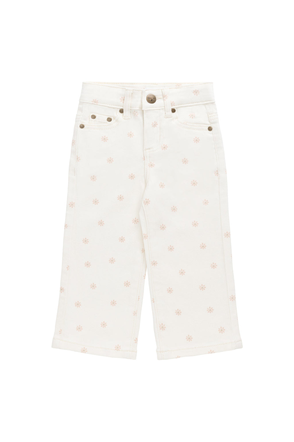 Pantalon droit en coton crème pour fille, taille élastique, doux et respirant