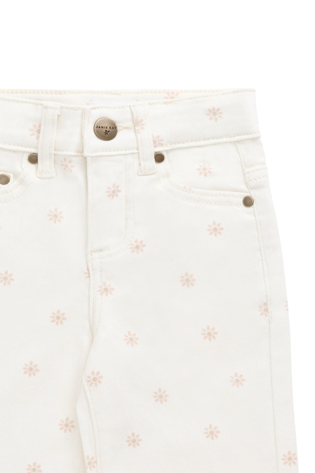 Pantalon droit en coton crème pour fille, taille élastique, doux et respirant