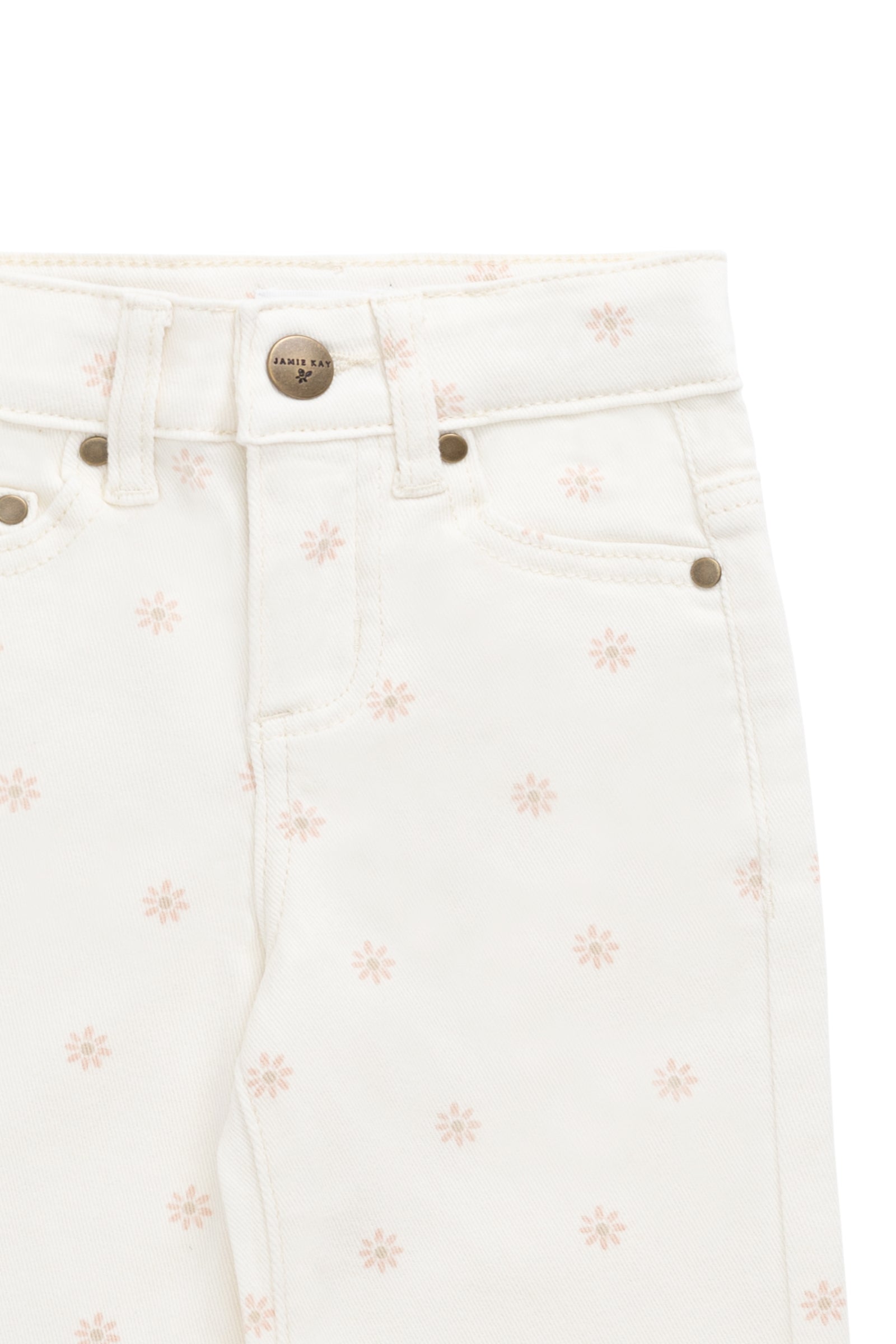 Pantalon droit en coton crème pour fille, taille élastique, doux et respirant