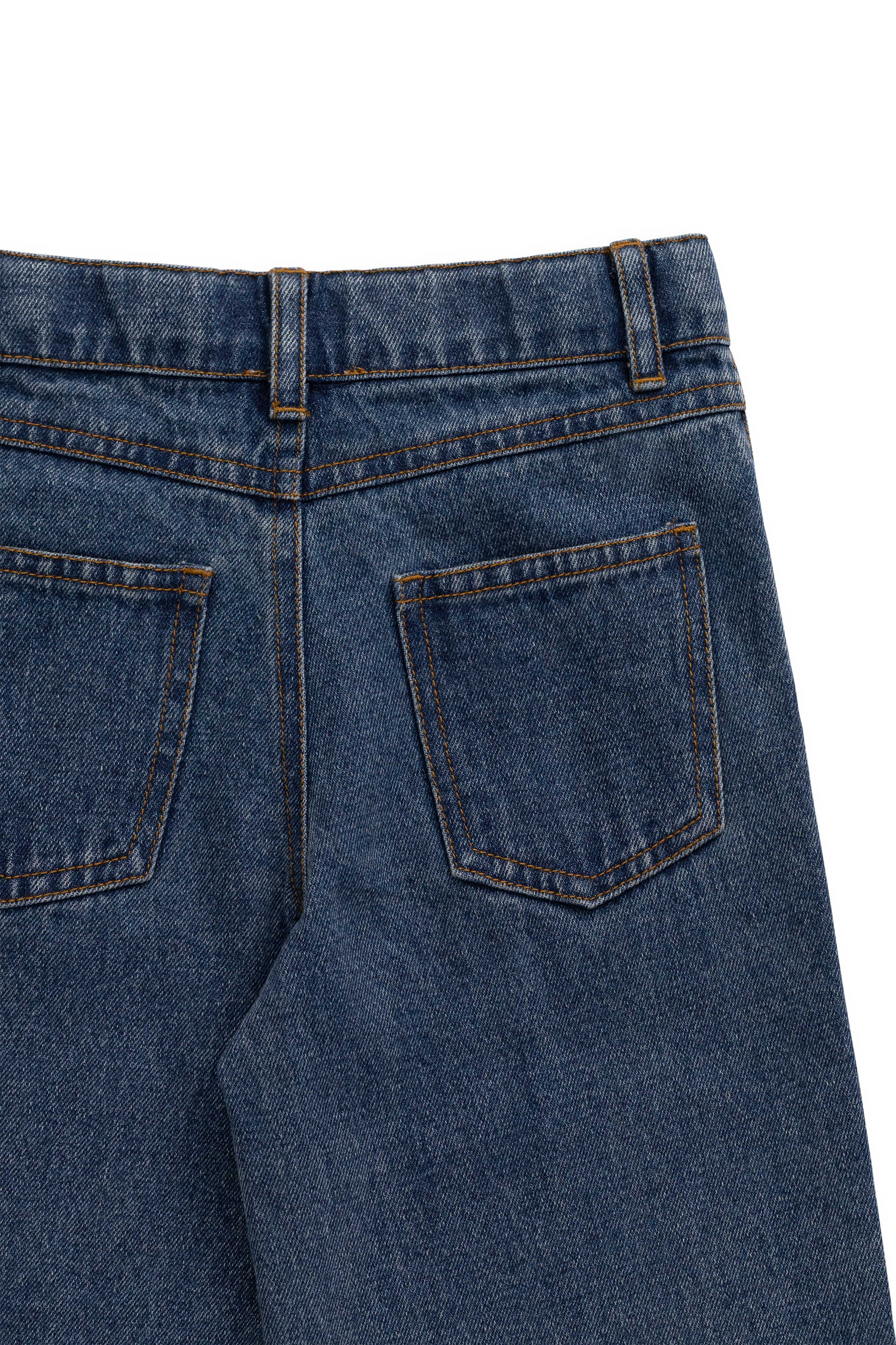 Pantalon en jean bleu classique ample pour fille avec poches fonctionnelles