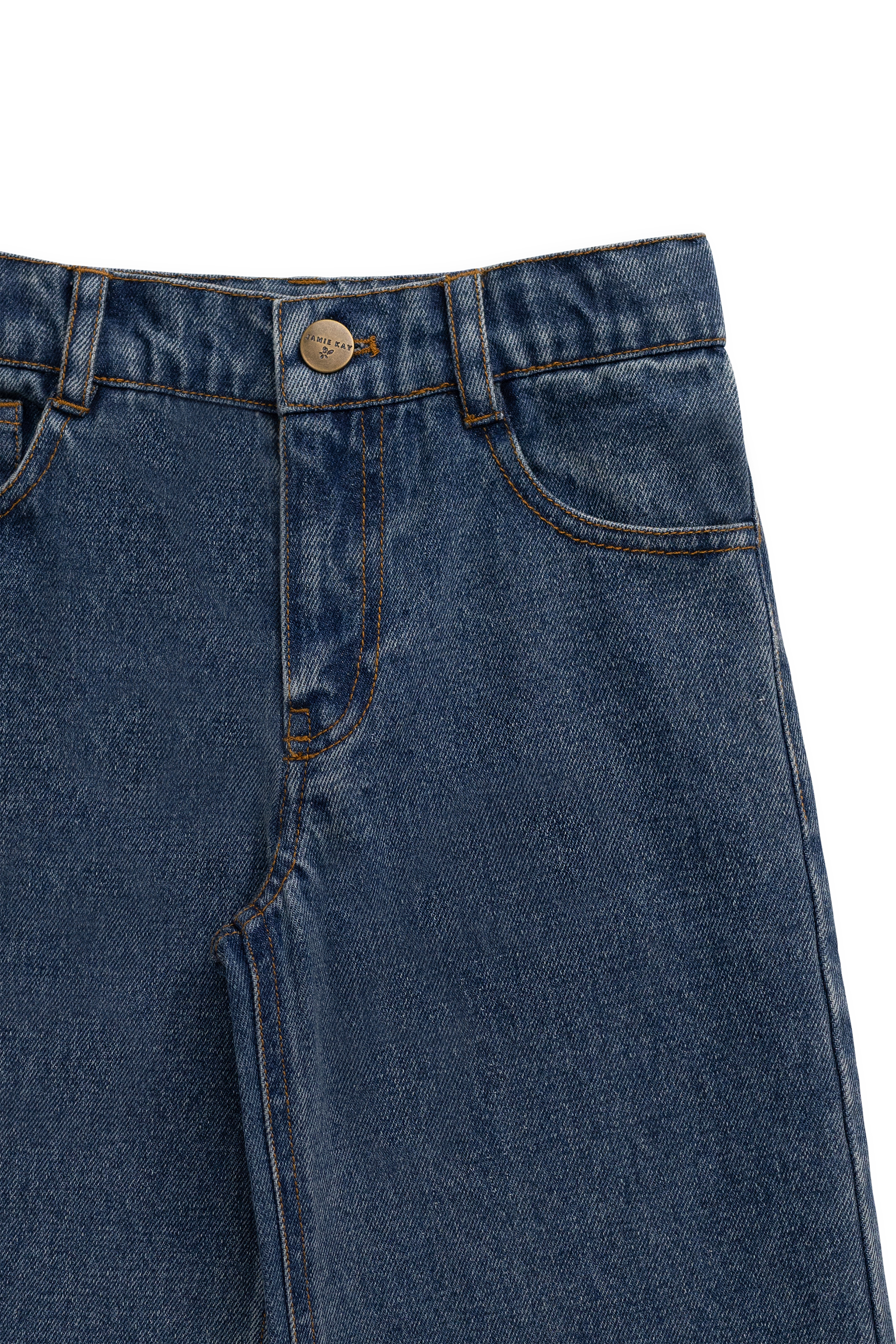 Pantalon en jean bleu classique ample pour fille avec poches fonctionnelles