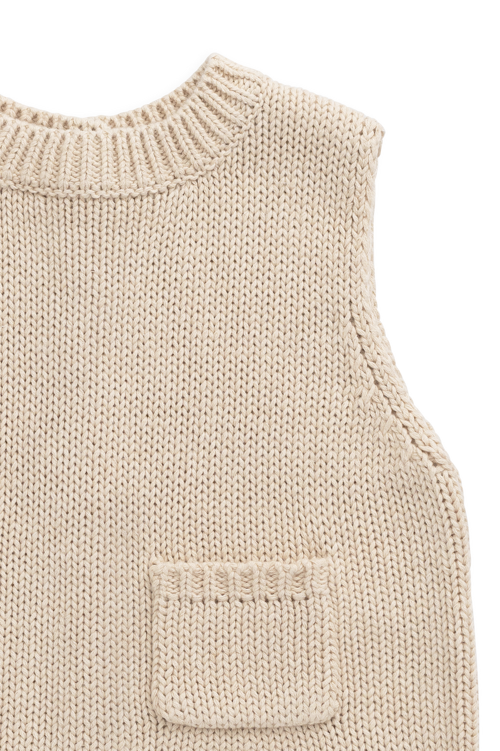 Gilet Enfant Vintage en Coton et Lin Tricoté avec Poche Avant