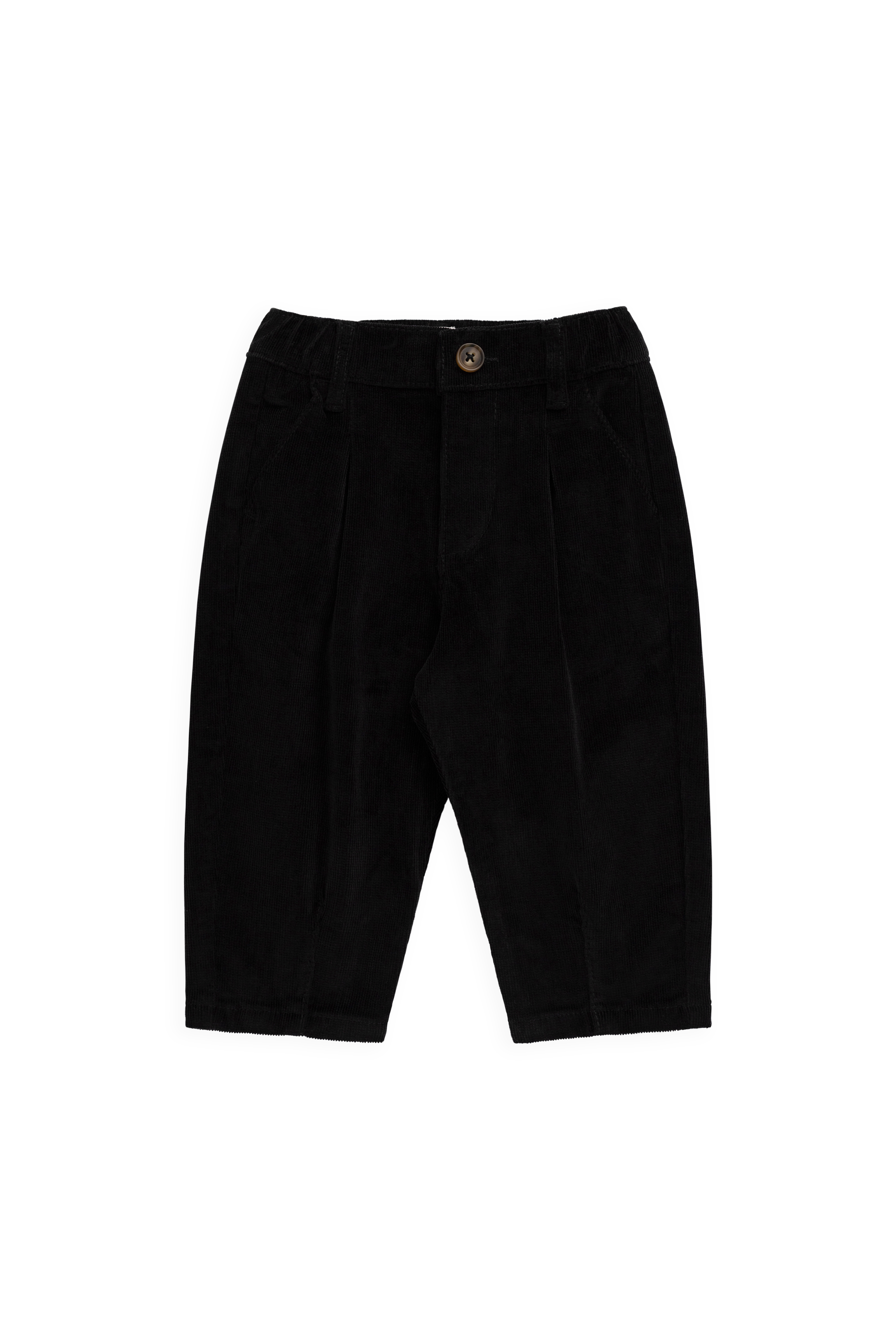 Pantalon droit noir en coton pour fille, taille élastique, pour tous les jours