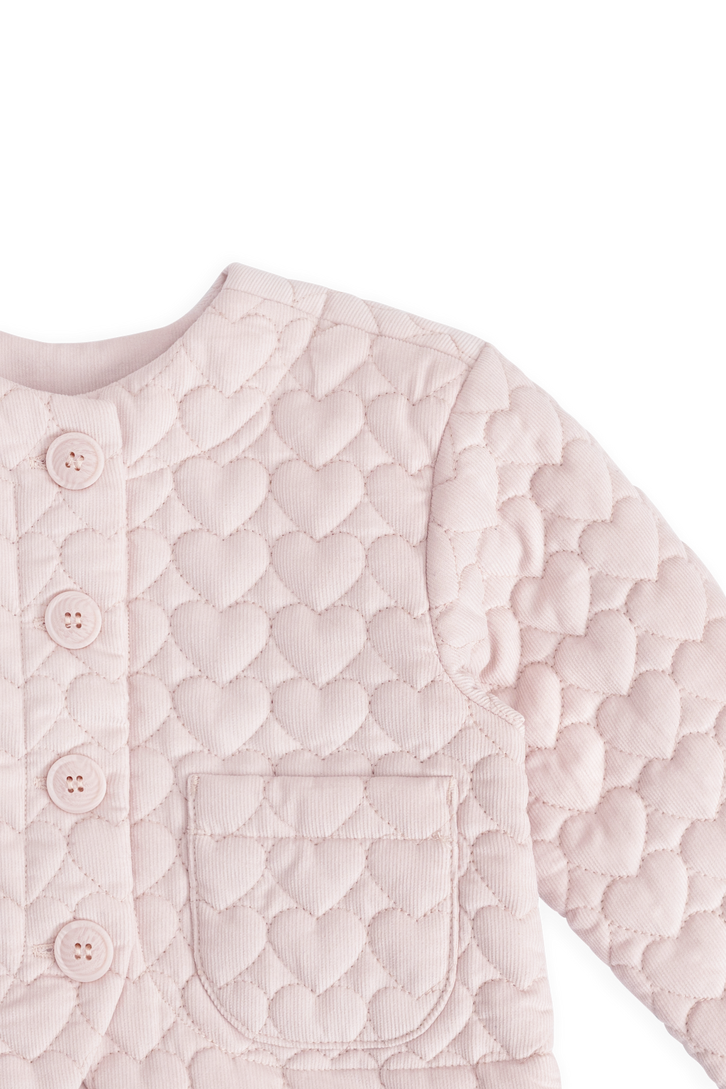 Veste boutonnée en velours côtelé matelassé rose brumeux pour filles, en coton chaud