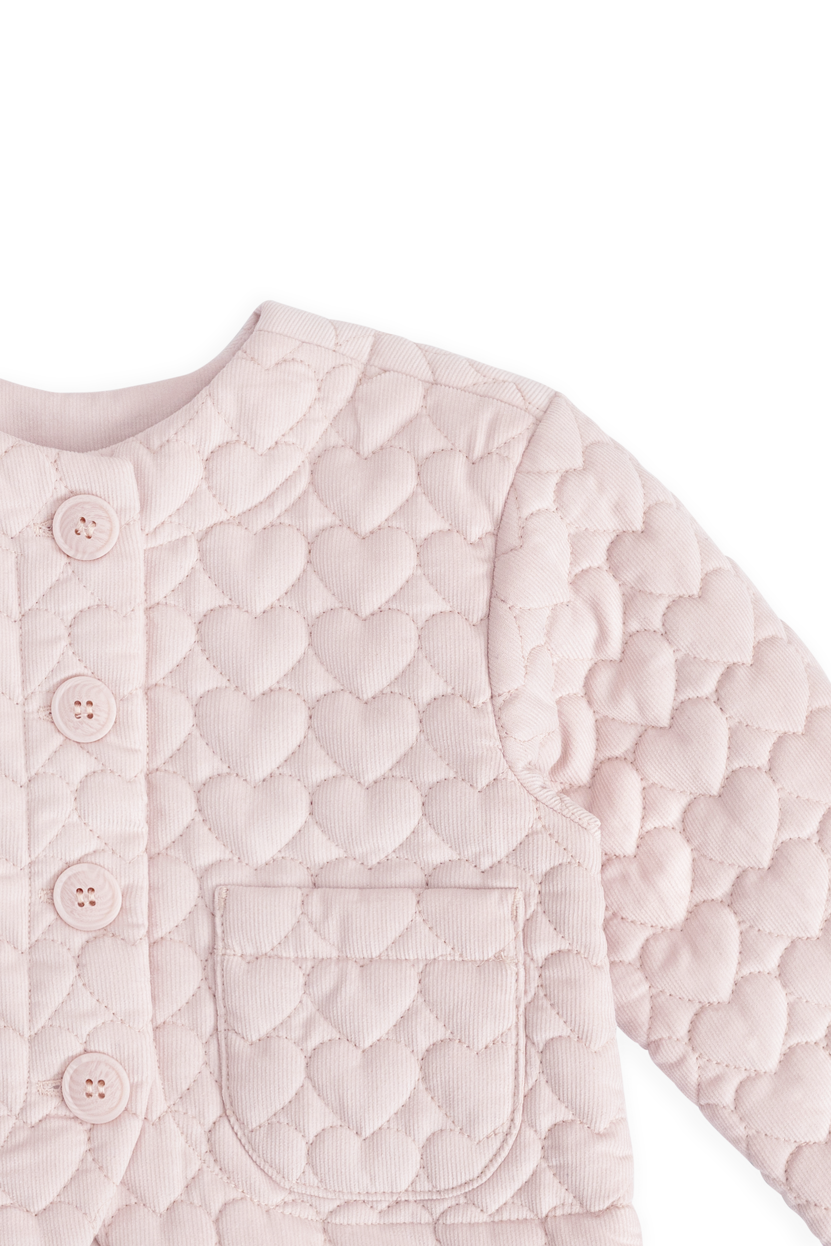 Veste boutonnée en velours côtelé matelassé rose brumeux pour filles, en coton chaud
