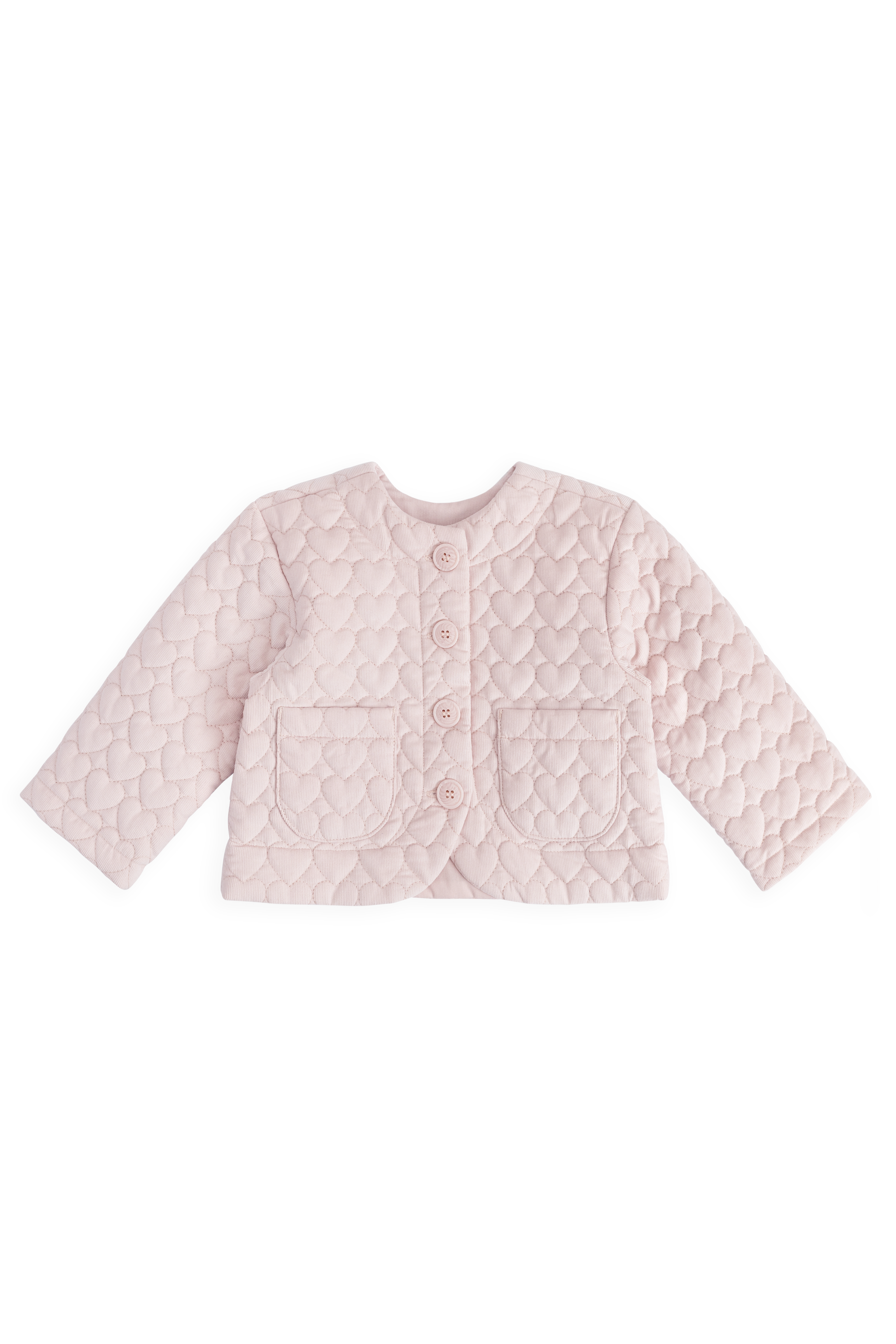 Veste boutonnée en velours côtelé matelassé rose brumeux pour filles, en coton chaud