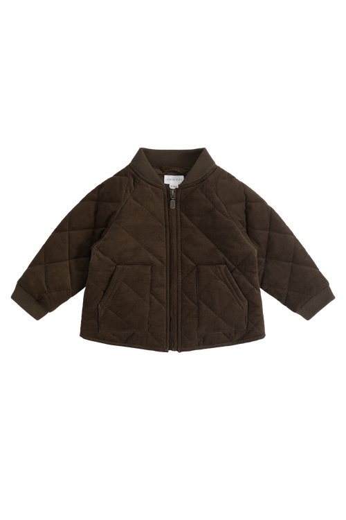 Blouson aviateur zippé matelassé marron en coton chaud pour garçons