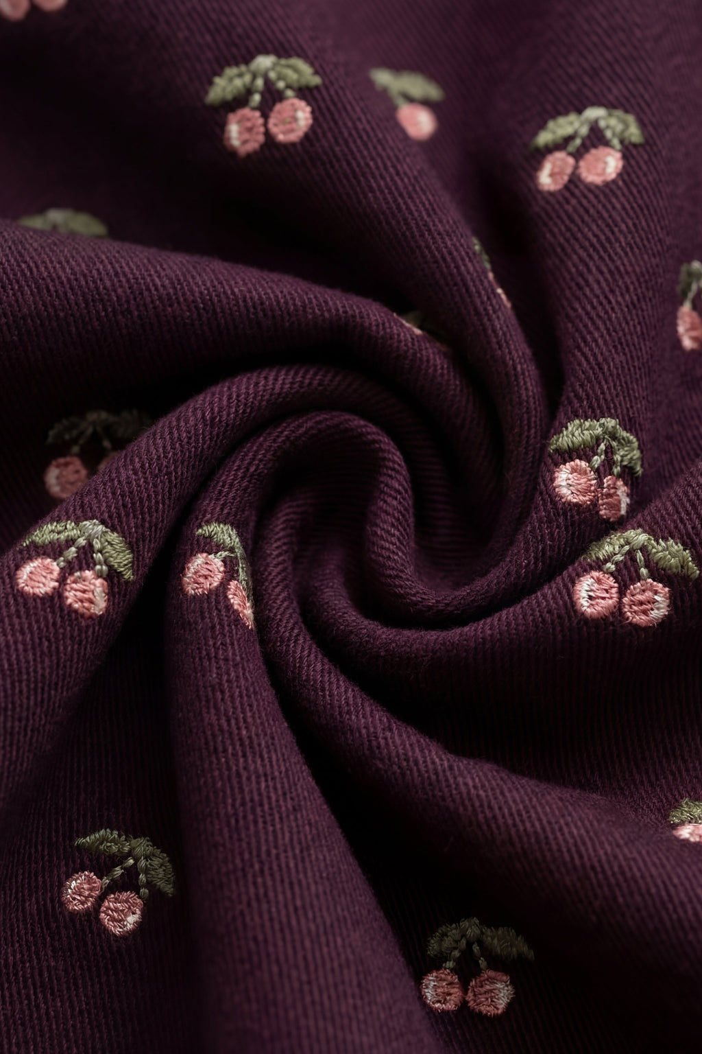 Jupe Tournoyante en Coton Imprimé Cerise et Figue Fille Motif Cerises Rouge Profond